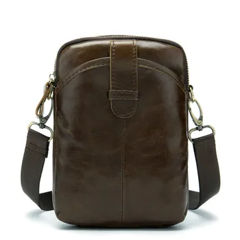 Vintage Men Messenger Bags Genuine Leather Mini Travel Bag 6