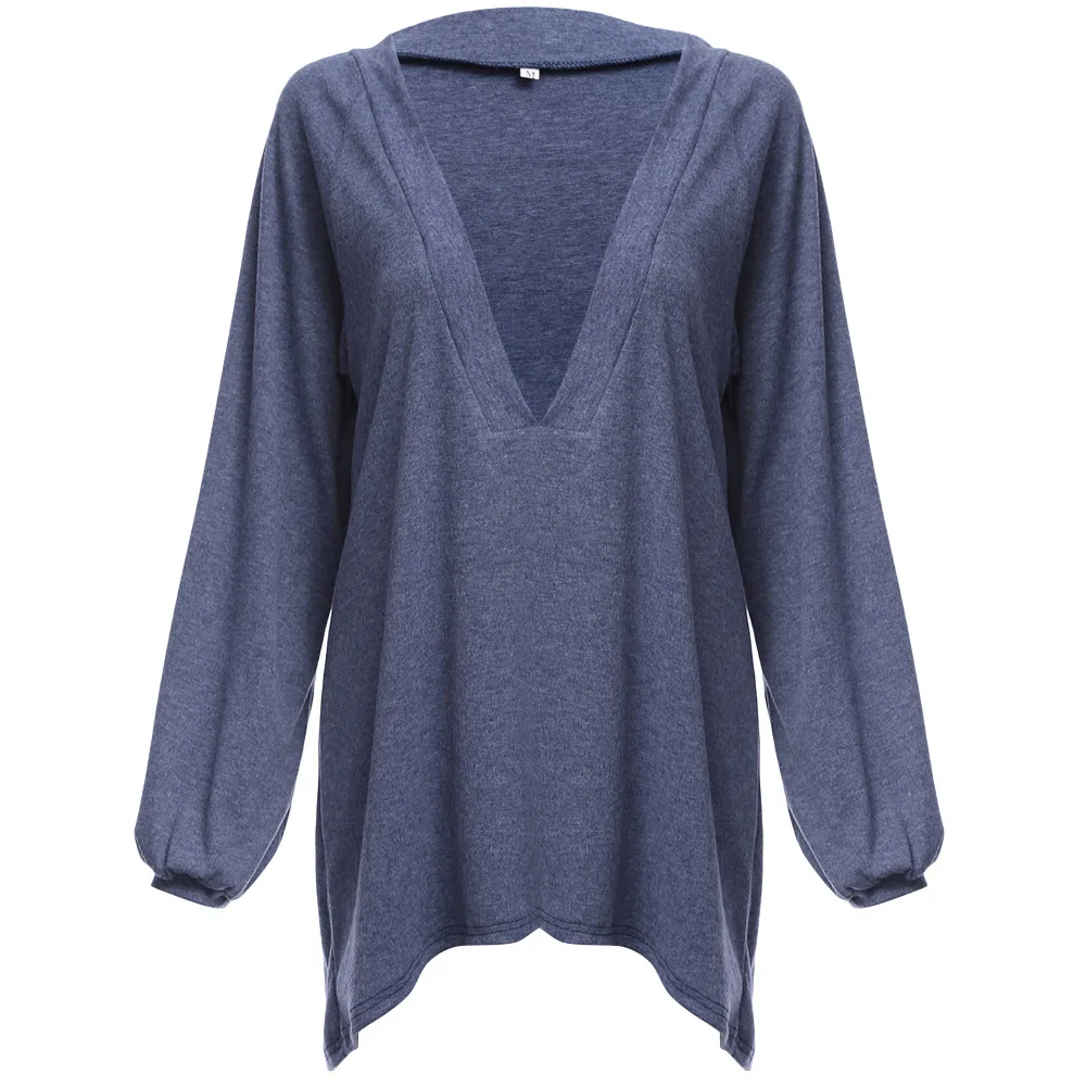 

Rosegal 2019 Women Dress Sexy Plunging Neck Solid Color Lantern Sleeve Women T-Shirt On Sale