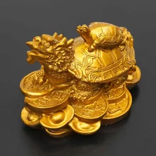 Смола Золото фэн шуй черепаха-Дракон статуэтка черепахи фигурка монета деньги символы богатства удача для украшения дома офиса