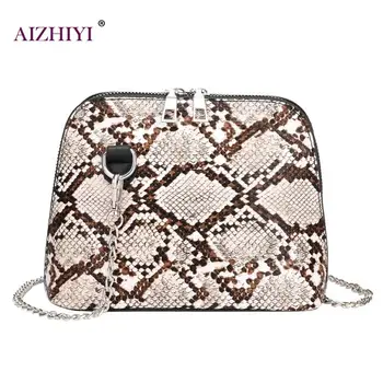 

Fashion Women Messenger Bag Snake Print Chain Shoulder Handbags Female PU Leather Crossbody Bags Ladies Bolsa 2019 New