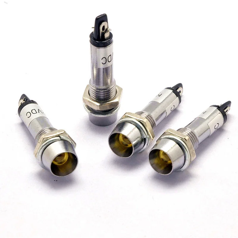

Mounting Signal Lamp 8mm Indicator Light Red Green Yellow Blue waterproof 4pcs 12VDC Indication LED