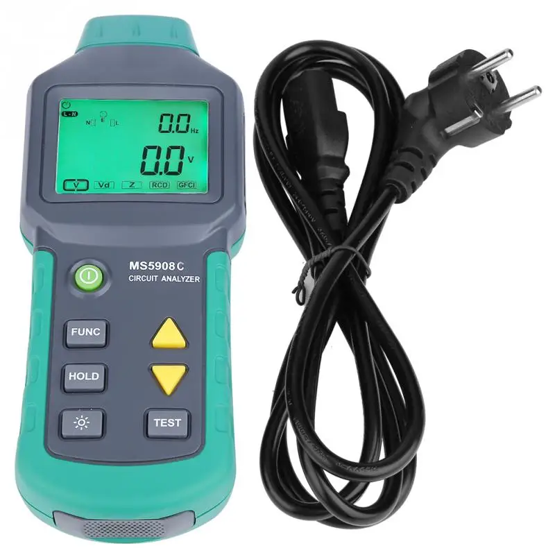 

Digital LCD Circuit Analyzer AC100-240V MS5908A/MS5908C LCD Circuit Analyzer With Voltage GFCI RCD Tester
