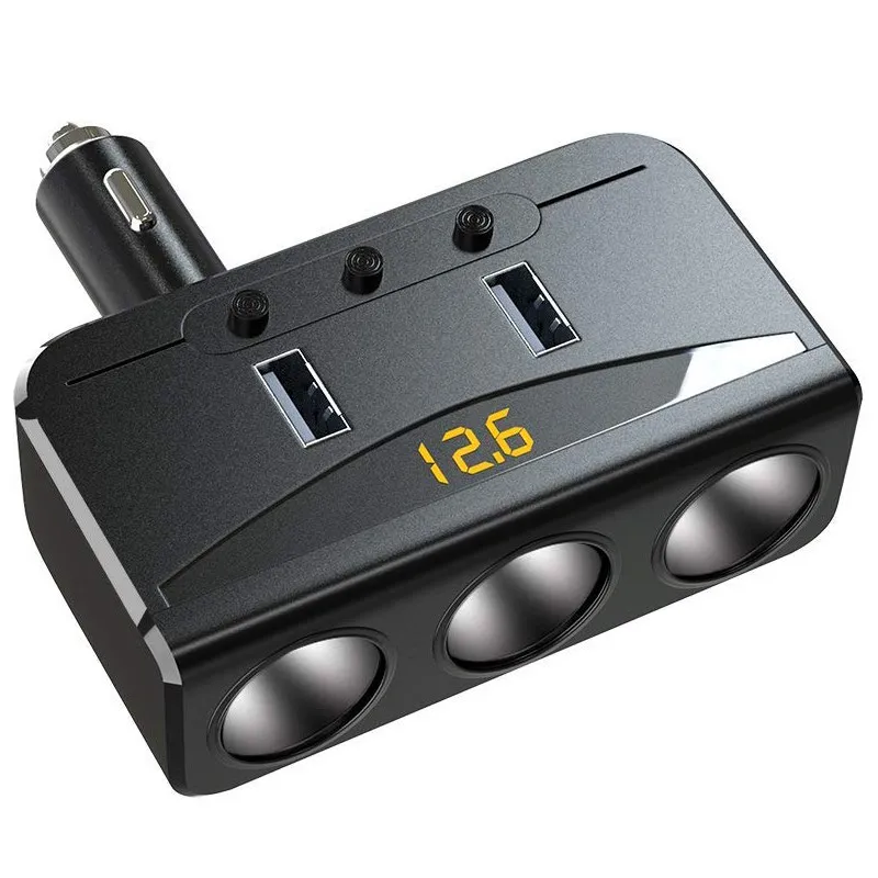 

Cigarette Lighter Splitter,3 in 1 120W 3-Socket Cigarette Lighter Power Adapter 12v / 24v Dual USB Car Charger DC Outlet Split