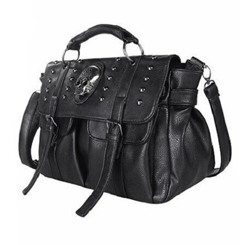 

Shoulder Bag Lady Fashion Bag Designer Punk Skull Rivet Bag All-Match Women's Handbag Black Big Tote Bag