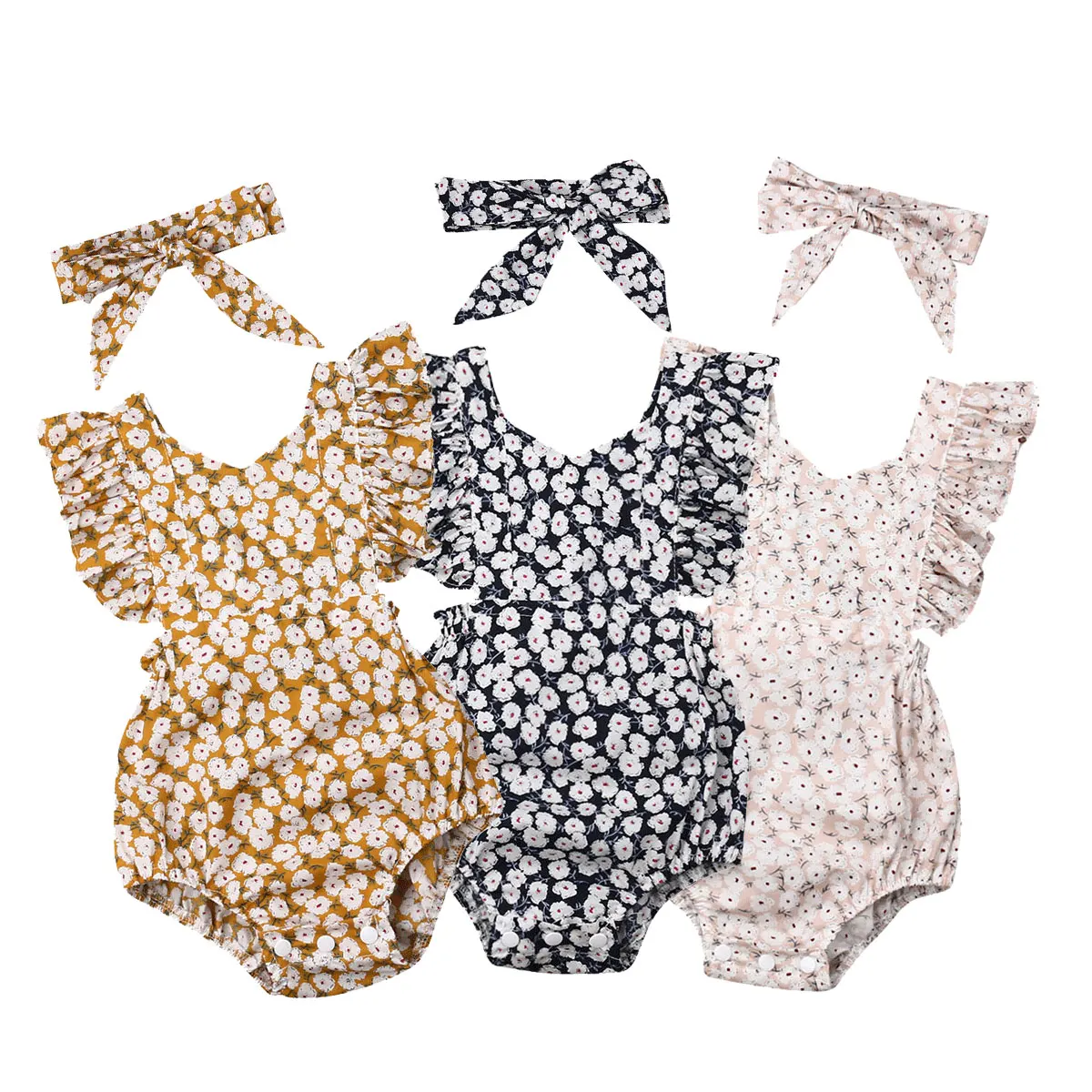 الرضع حديثي الولادة الفتيات السروال القصير خمر زهرة طفلة ملابس الصيف 2019 جديد بذلة Playsuit طفلة ازياء