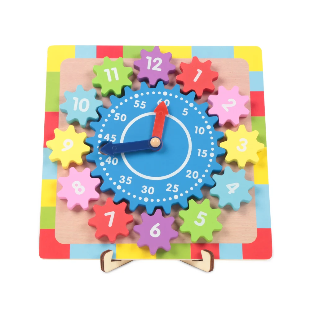 Wooden Shape Sorting Teaching Clock For Toddlers Kids Calendar Time Learning Education Toy