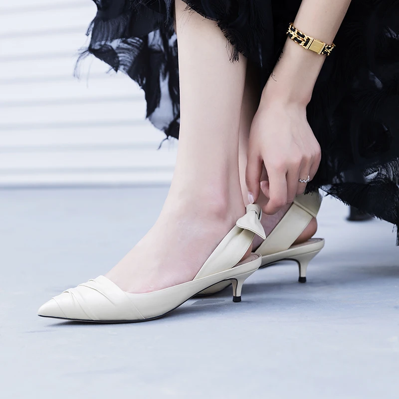 Dames Cm Véritable Slingbacks De Talons 5 Mariage Boîte En Bout Chaussures Pointu D'emballage Haute Pompes black Femmes D'été Party Beige Cuir M102 Sexy vndwYqWAv