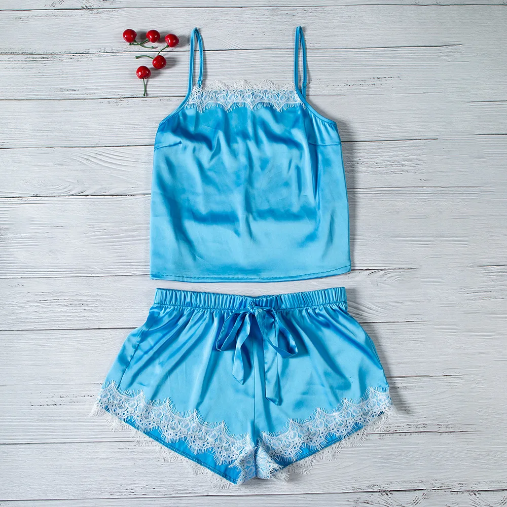 2 шт. женское сексуальное атласное кружевное нижнее белье Babydoll Ночное шорты