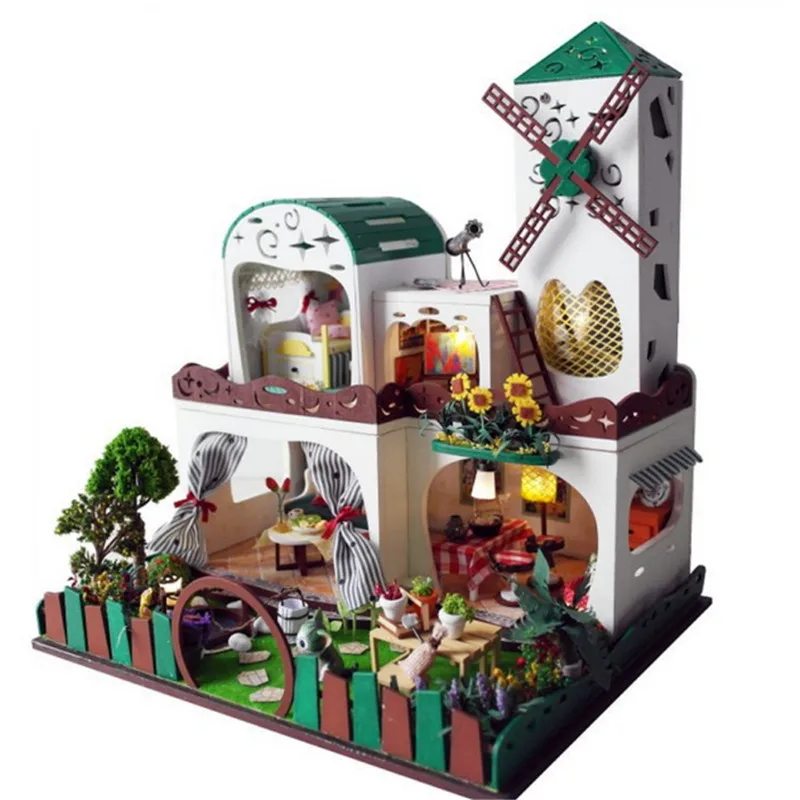 

Garden Dream DIY Wood Dollhouse Miniature House With LED Dusty-Cover Music Furniture Children Kids Assemble Gift Creative