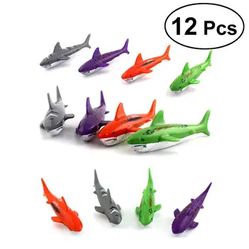 

12 Pcs Bath Toys Diving Shark Cute Bathtime Plastic Shark Model for Children Toddlers Baby Kids Playing Amusing