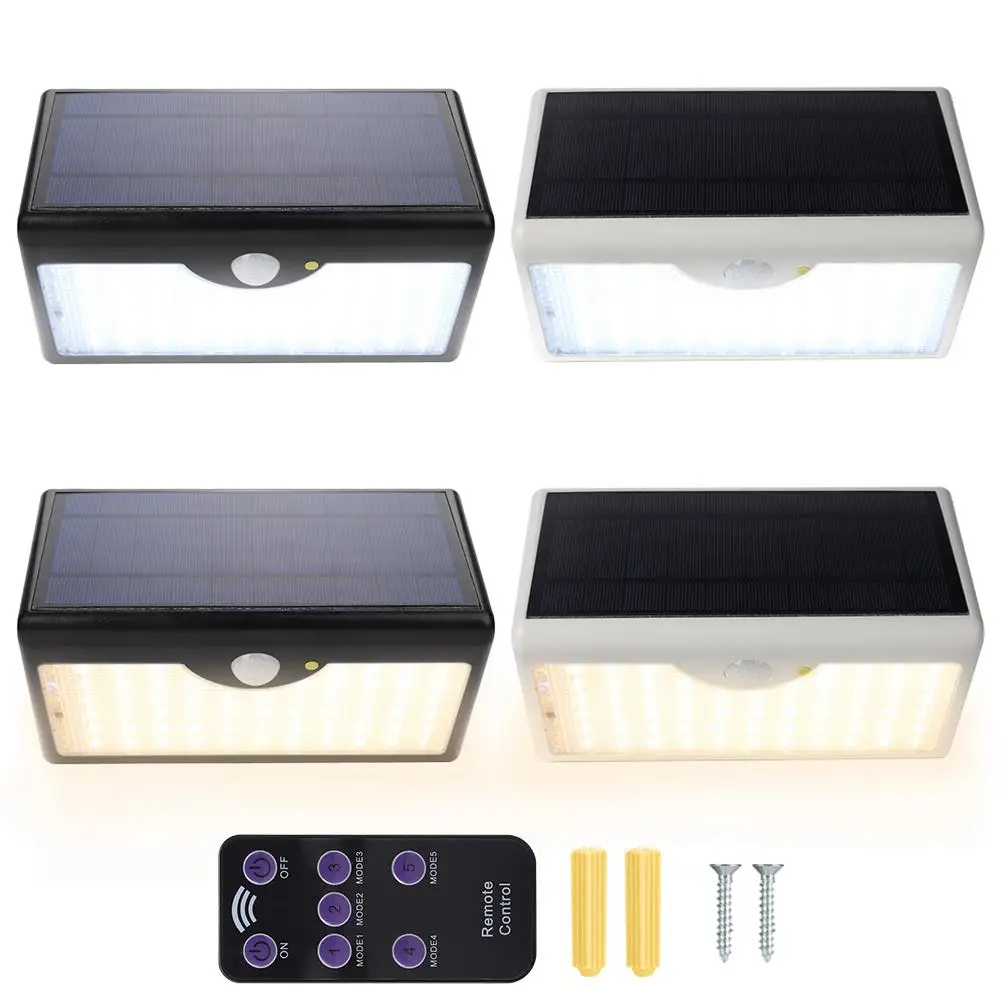 LED Induction Wall Lamp With Remote Control Solar Powered Light For Garden Courtyard