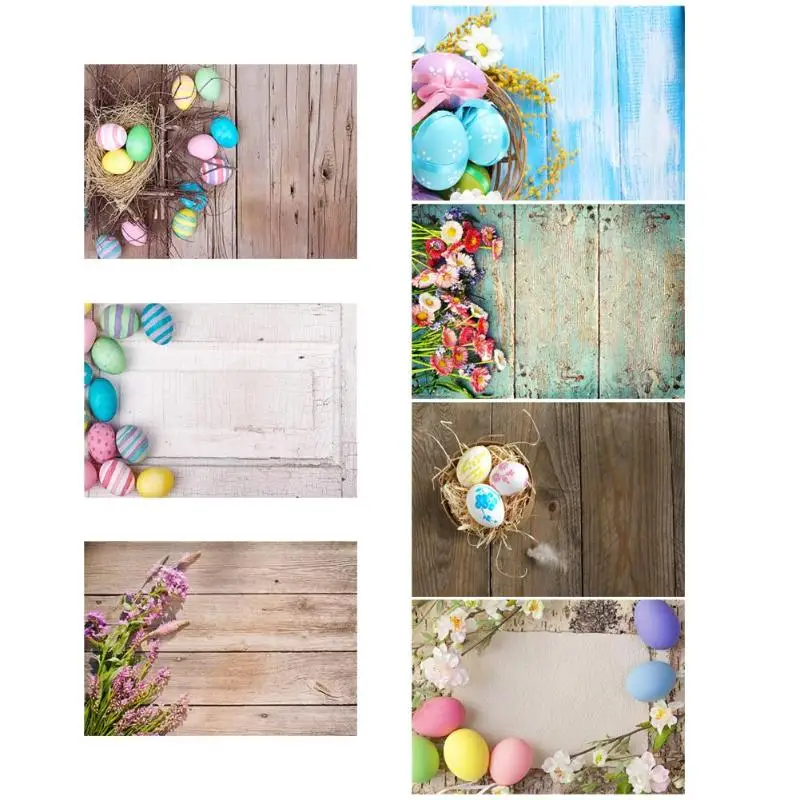 

Spring Easter Eggs Decor Wooden Wall Interior Photography Backgrounds Customized Photographic Backdrops For Photo Studio