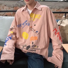 Новинка весны, мужские повседневные рубашки с длинным рукавом в стиле хип-хоп, с принтом текста, большие размеры, вечерние