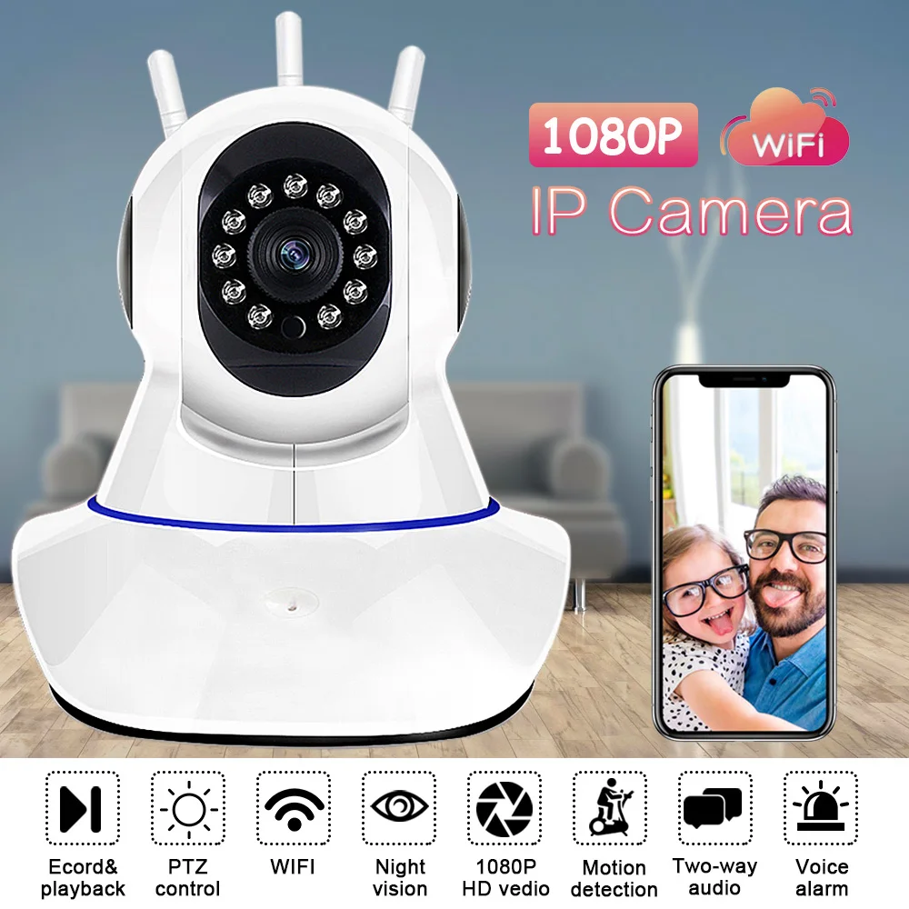 

HD 1080P APP Control PTZ Home Security IP Camera Wired Wireless Network CCTV Surveillance Night Vision Motion Detection Monitor