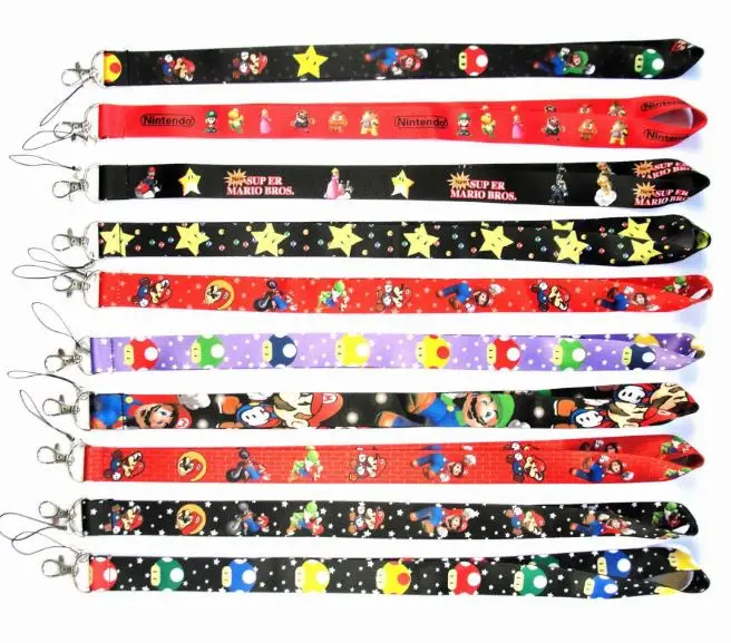 1 Pc Kawaii Cute Super Mario Bros Lanyard Keys ID Cell Phone Neck Strap Toys Action Figure Toy Gift