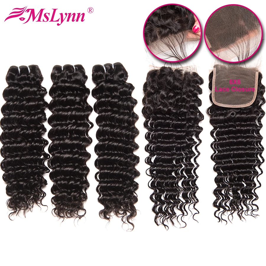 

Deep Wave Bundles With Closure 6x6 Closure With Bundles Human Hair Bundles With Closure Brazilian Hair Weave Bundles Remy