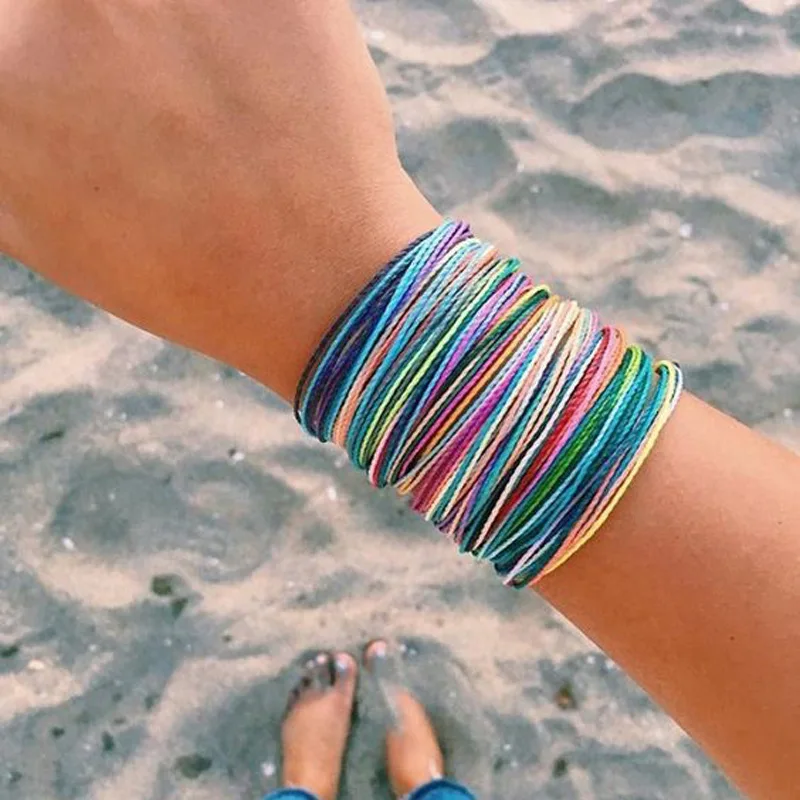 

ZN 2019 Woven Bracelet European And American Summer Hot Bohemian Ethnic Hand-Knitted Rainbow Bracelet Lucky Friendship Bracelet