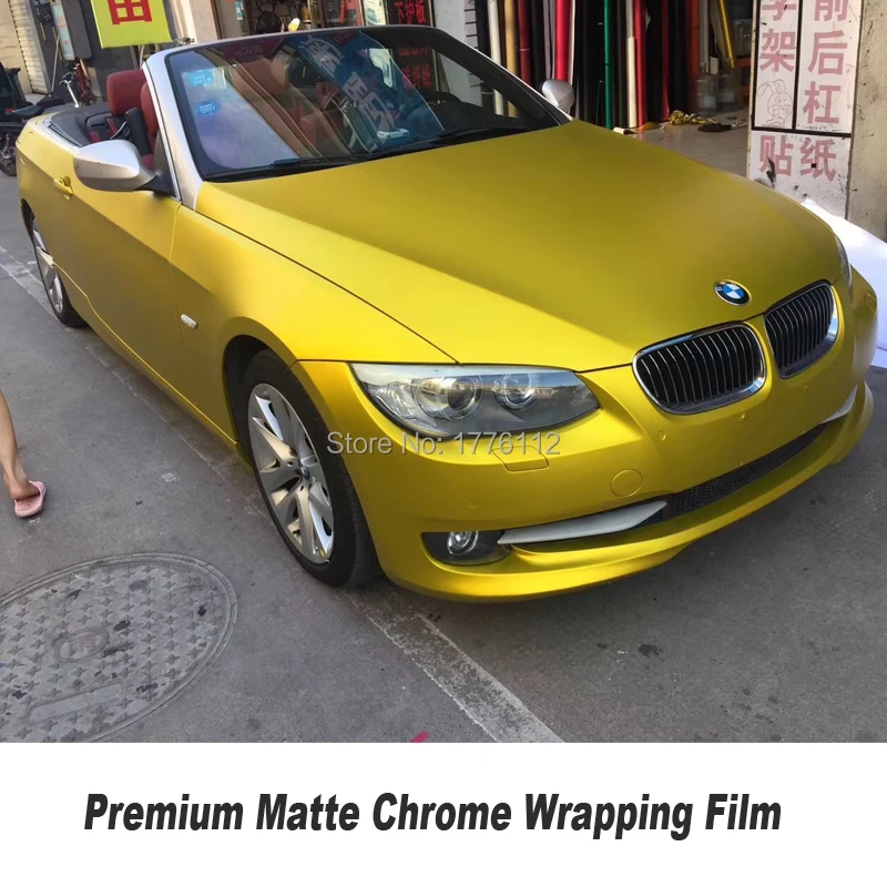 Premium matte chrome vinyl Wrapping Film car vinyl wrap High-quality matte chrome series Multiple size selection yellow matte