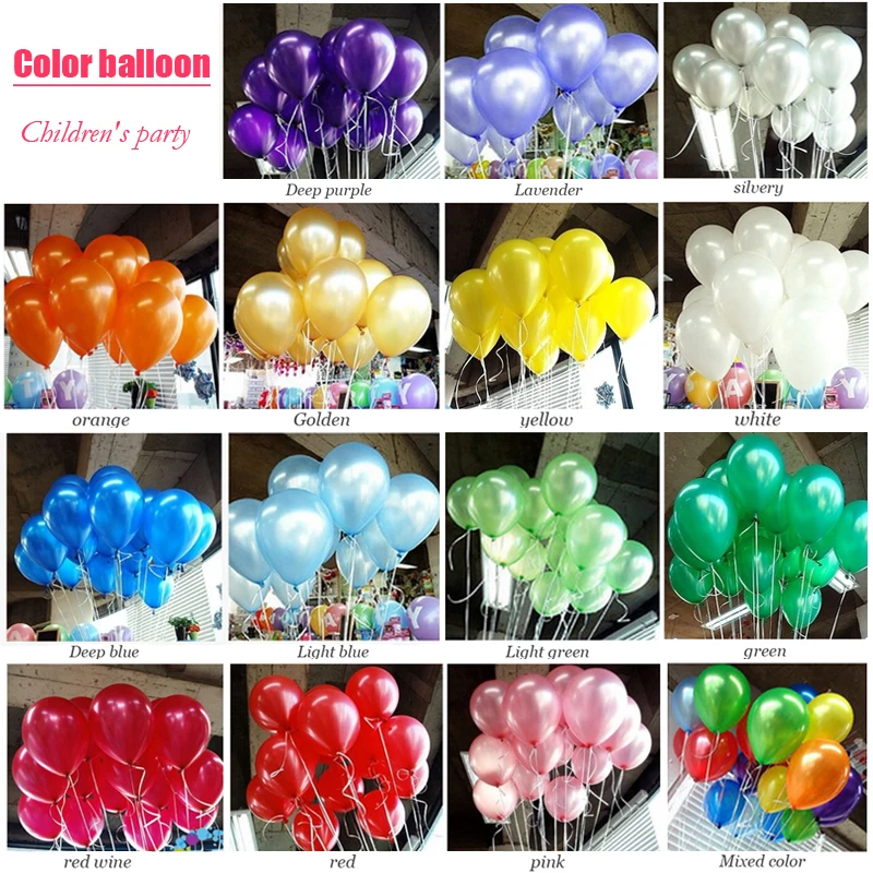 100pcs 10 Inch Thickening Pearlized Ballons Mixed Color Latex Ballon  Wedding Party Supplies