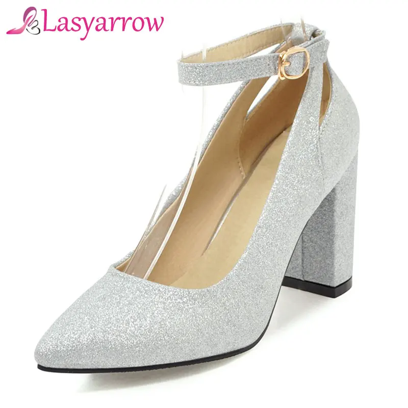 Lasyarrow Pointed Toe Office Las Shoes Fashion Chunky High Office Las Shoes Fashion Chunky High