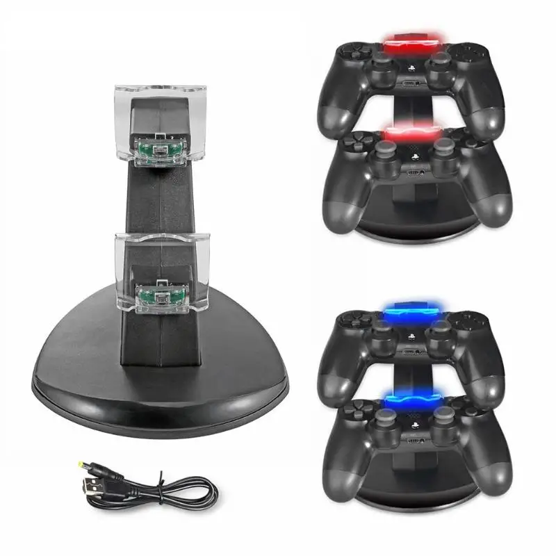 

Game Pad Dual Controller Charger Dock Station USB Fast Charging Stand Holder Bracket with Charging Indicator for PlayStation PS4