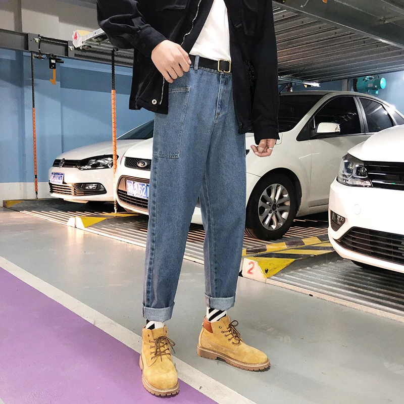

2019 Winter New Men's Elastic Cotton Stretch Jeans Pants Loose Fit Denim Trousers High Quality Brand Fashion clothes