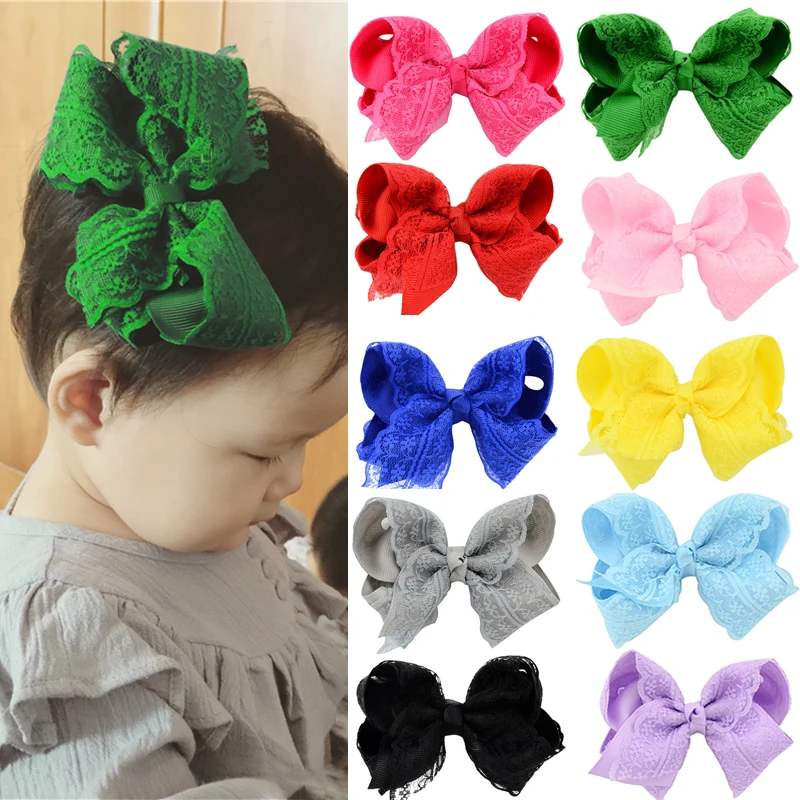 

1 Pc Elegant Flower Lace HairPins Hair bows For Younger Kids Newborn Girl Ribbon Bowknot Hair Clips Headwear Hair Accessories