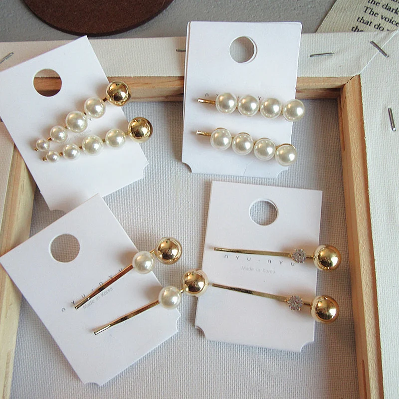 

Sale 1PC Korea Imitiation Pearl Vintage Alloy Ball Seaside Hair Clips For Women Metal Hairpins Hair Accessories