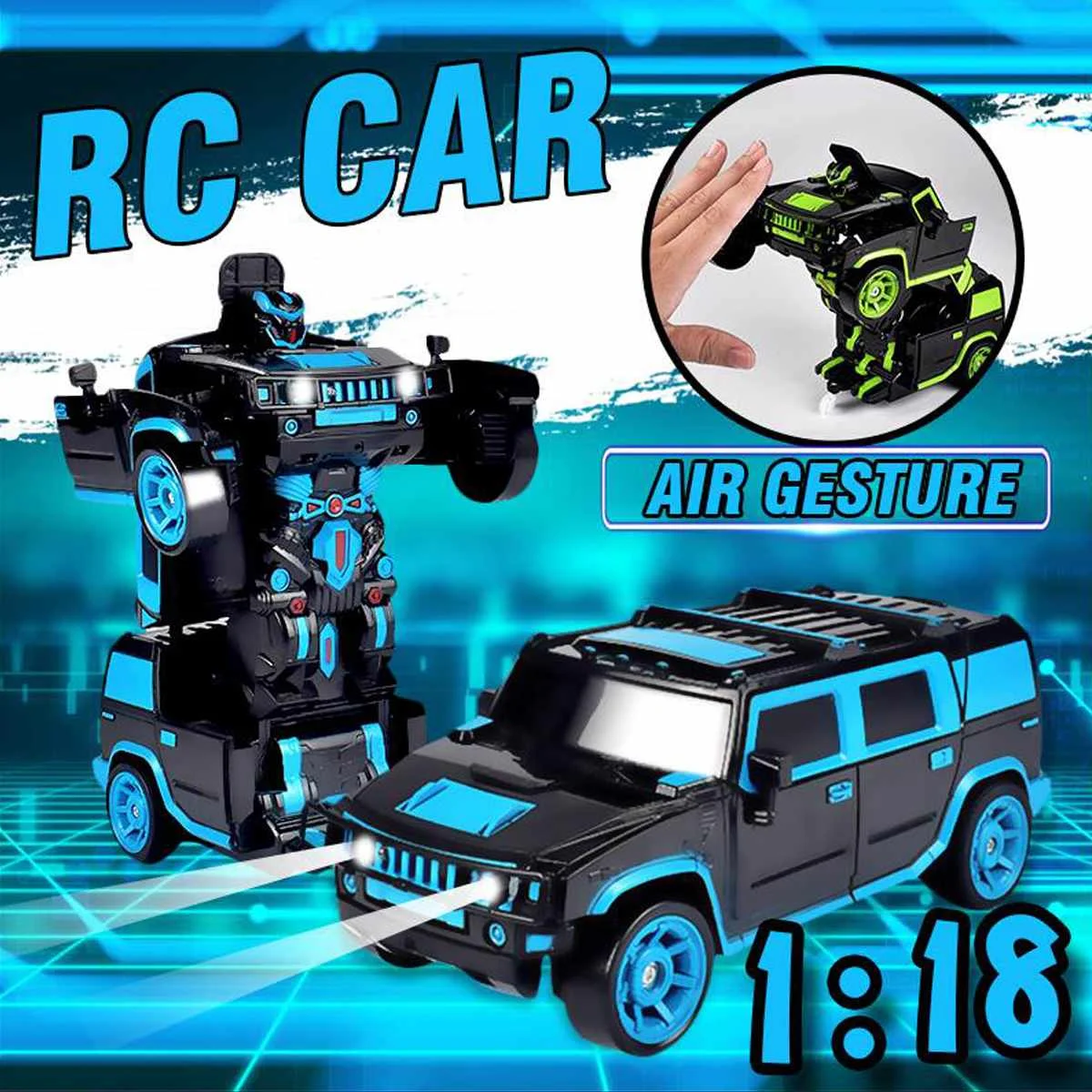 

1:18 Scale 2 in 1 RC Car Radio Remote Control Robot Toy Boys Gift USB Charging New Driving Vehicle Model Sports Toys for kids