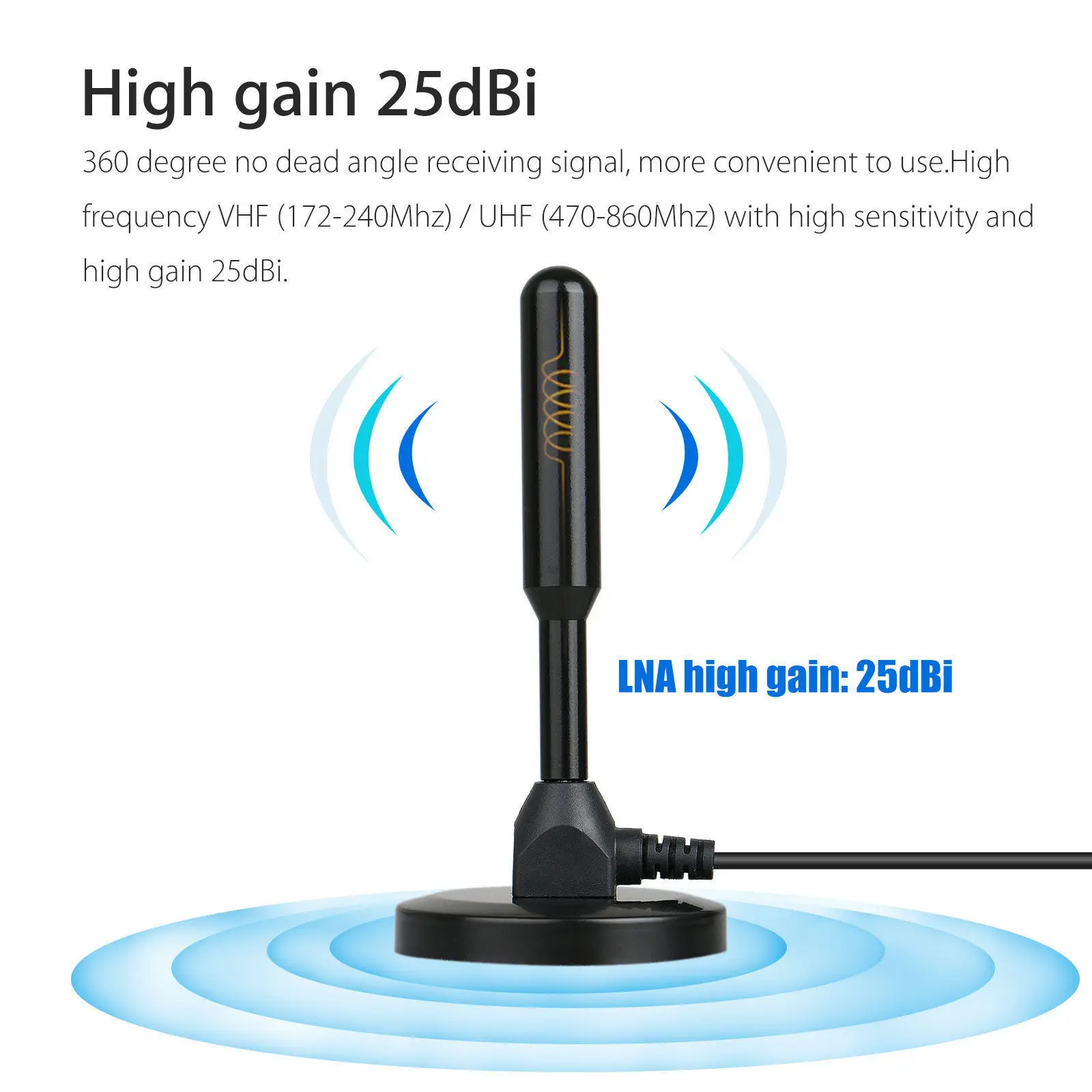 Антенна TV Digital HD 200 мильный диапазон Skywire для помещений 1080P 4K 16 футов коаксиальный