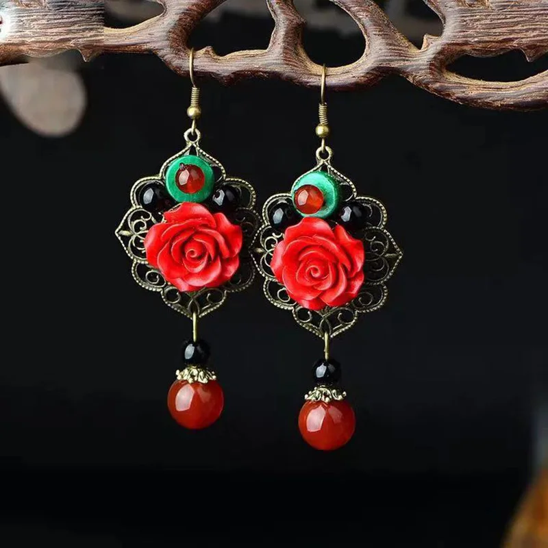 New Drop Earrings For Women Chinese Handmade Dangle Vintage Design Flower Jewelry Accessories Bijoux Dropshipping | Украшения и