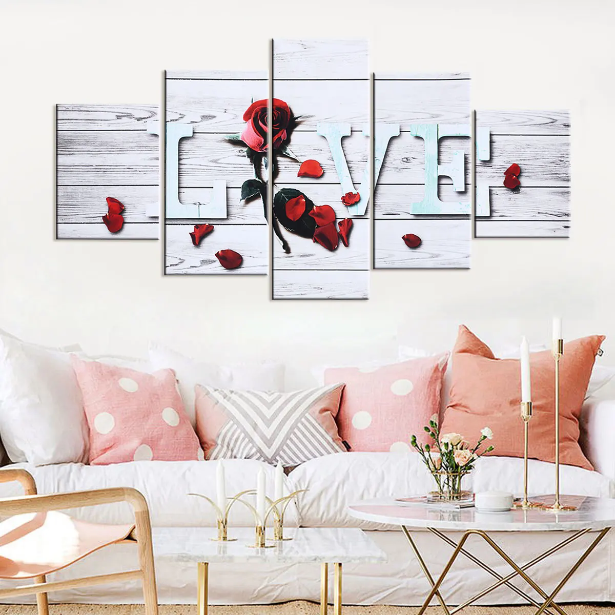 

Canvas Printing 5 Panels Unframed Rose Love Wall Art Poster Prints Wall Pictures For Living Room Home Decor
