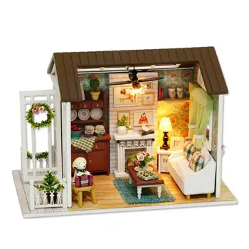 

mini house Miniature DIY House Kit Handmade Assembly Model Creative Room With Furniture (Beautiful Time)