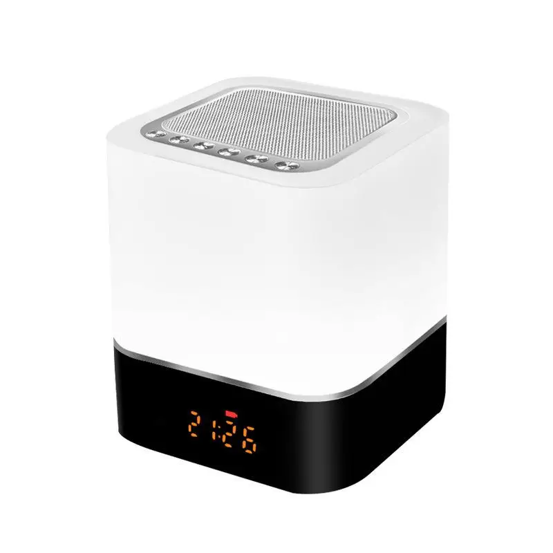 

New LED touch light colorful wireless bluetooth speaker Clock alarm Support TF card U disk Loudspeaker stereo audio music player