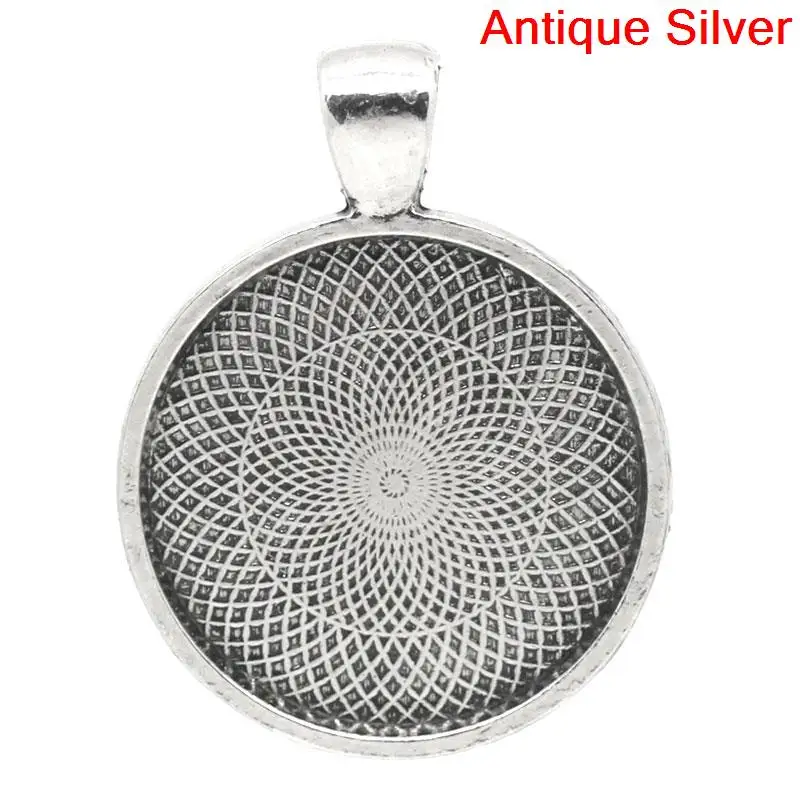 

DoreenBeads Charm Pendants Round Antique Silver Veins Carved Cabochon Setting(Fits 25mm Dia) 3.6x2.8cm,10PCs (B25671) yiwu