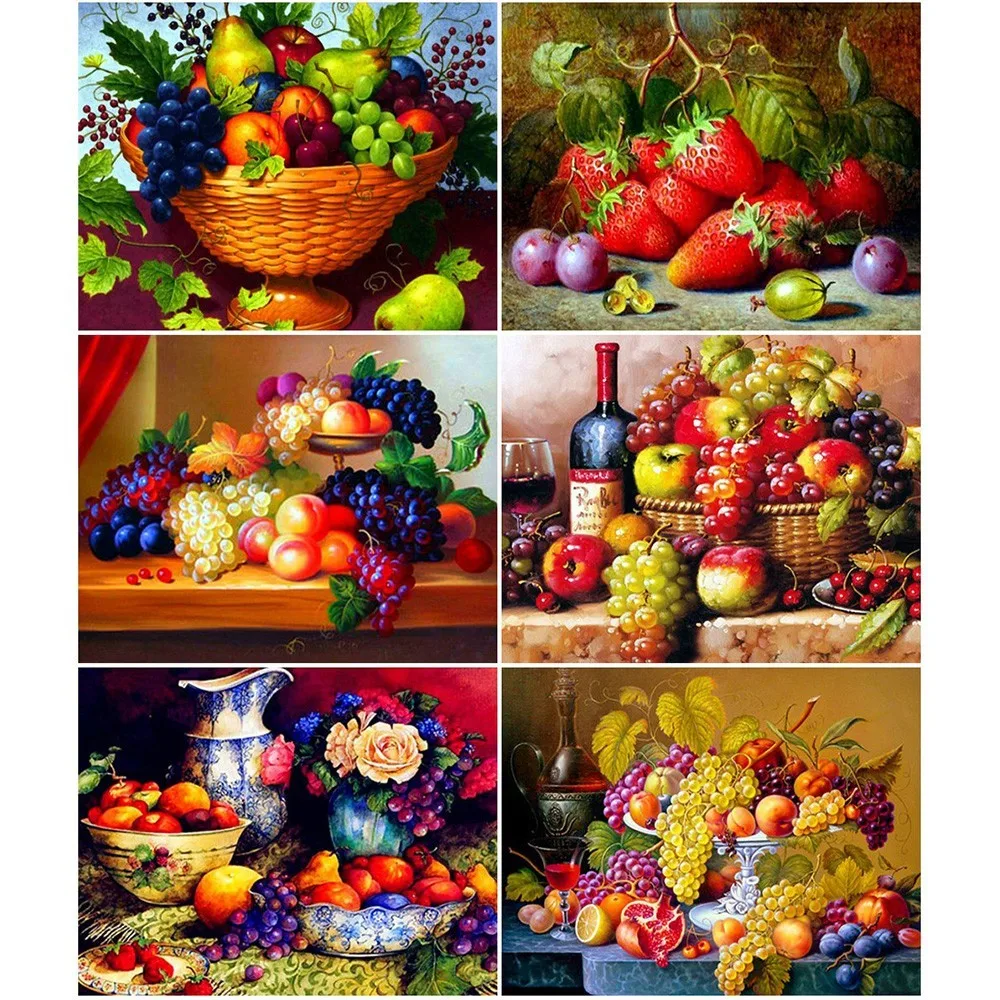 

HUACAN Full Square Diamond Painting Fruit 5D Diy Diamond Embroidery Mosaic Home Decoration Rhinestone Painting With Diamond