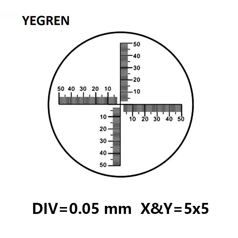 

DIV 0.05 mm Eyepiece Micrometer for Biological Microscope Scale Reticle 5x5 Cross Ruler Measuring Diameter 20 mm