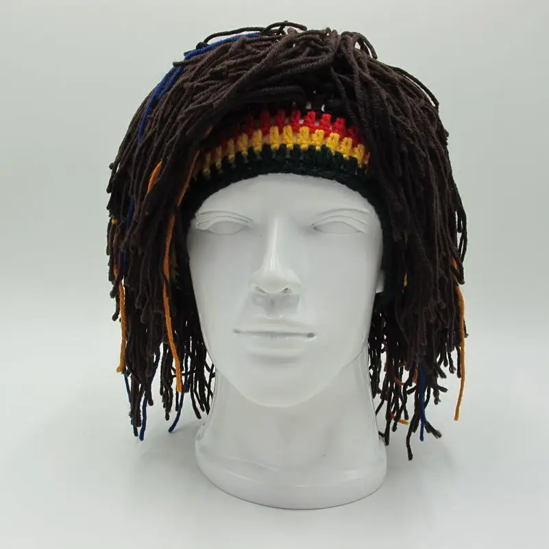 Rasta Wig Beanie мужские шапки ручной работы женские вязаные зимние теплые шапки Хэллоуин Рождественские День Рождения Подарки Забавные вечерние шапки Gorras