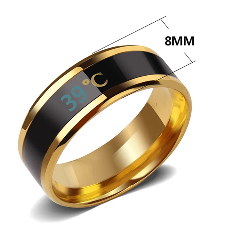 Sale Stainless Steel Thermometer Temperature Measuring Change Color Couple Rings Creative Wedding Jewelry Drop Shipping