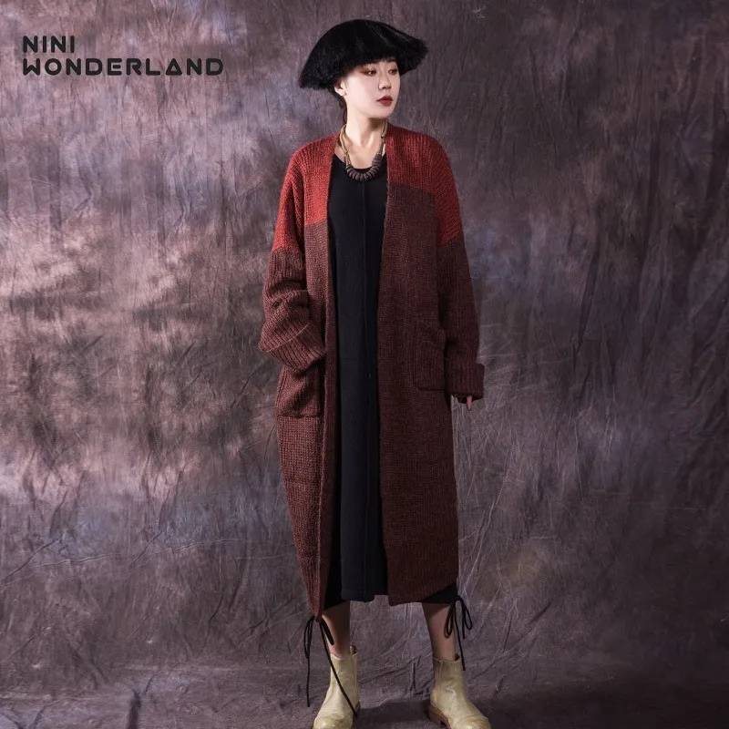 

NINIWONDERLAND 2019 Autumn Winter Sweater Women Knit Fashion Cardigan Sweater Coat Female Thick Warm Sweaters Outerwear Big Size