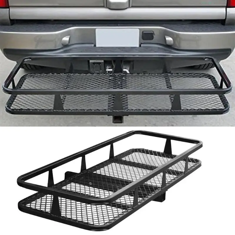 

VODOOL Hitch Mount Cargo Carrier Basket-Style Car Tail Luggage Rack 59*20*6" Rear Cargo Rack Baggage Tray With 500LB Capacity