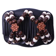 Расческа в подарок Двойные бусины для девочек деревянные женские необходимые зажим для волос шпильки