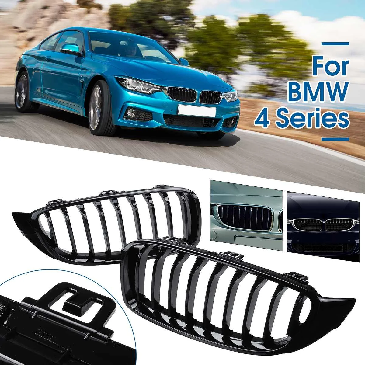 

Gloss Black Front Grilles Strip For BMW 4 Series F32 F33 F36 F82 MODELS COUPE