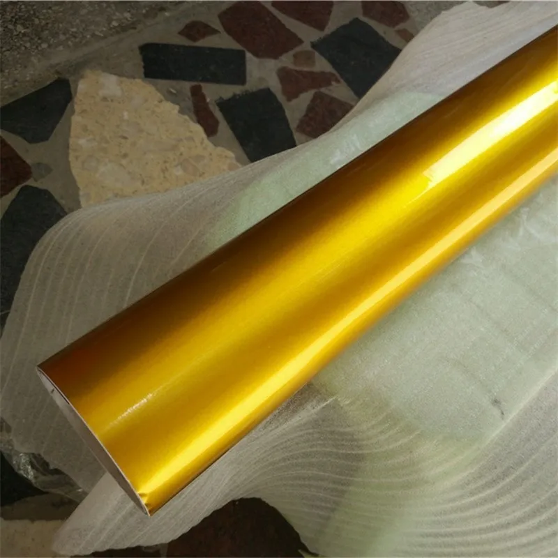 Супер Глянцевая металлическая Золотая виниловая оберточная пленка фольги автомобиля стикер лист для мотора компьютерная мебель Авто графический