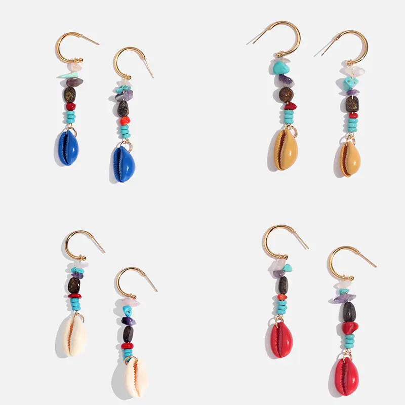 

Flatfoosie ZA Fashion New True Shell Conch Drop Earrings for Women Statement Summer Geometric Shell Dangle Earring Jewelry beach