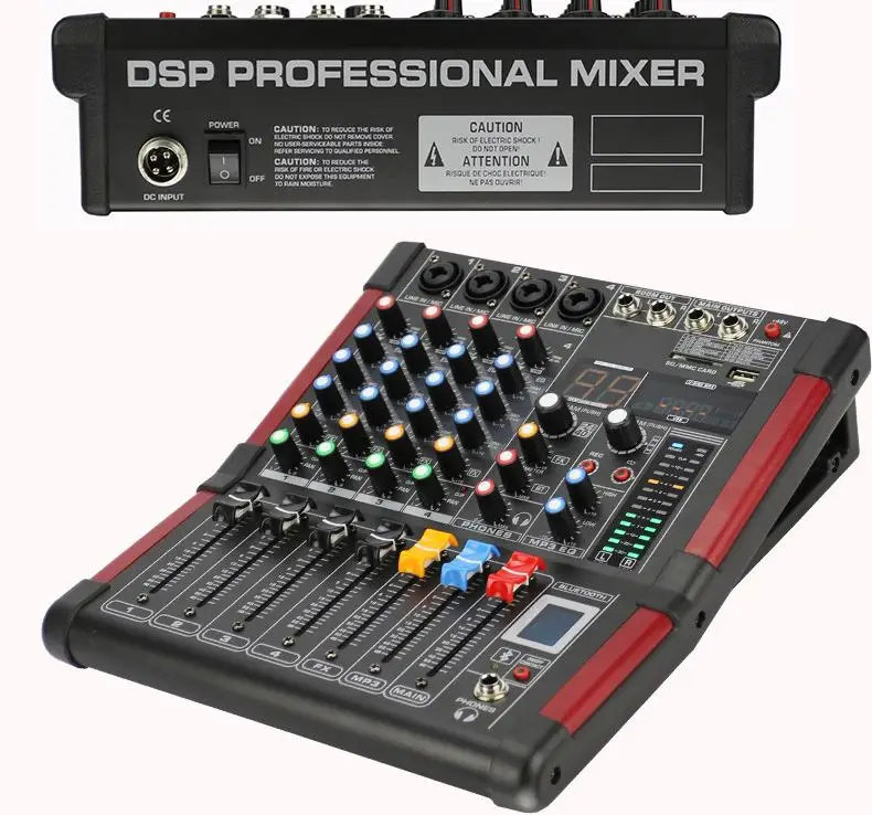 

LEORY 4 Channel DJ Mixer Karaoke bluetooth 99 DSP KTV Live Mixing USB Console USB Amplifier Professional