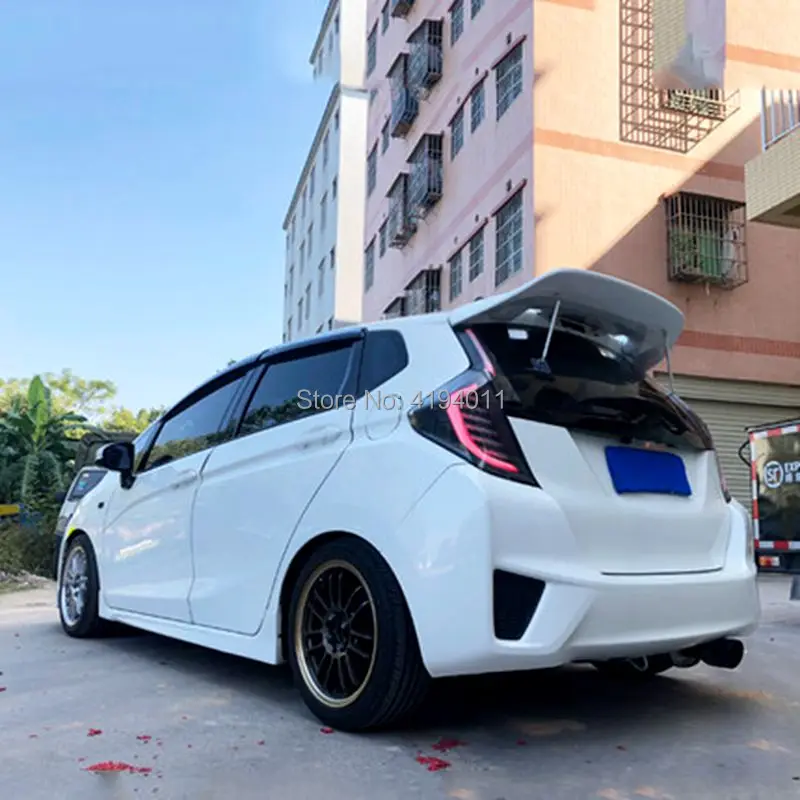 Для Honda Fit Jazz ABS пластиковый Неокрашенный Грунтовка Цвет сзади крыша багажника крыло для губ спойлер для автомобиля