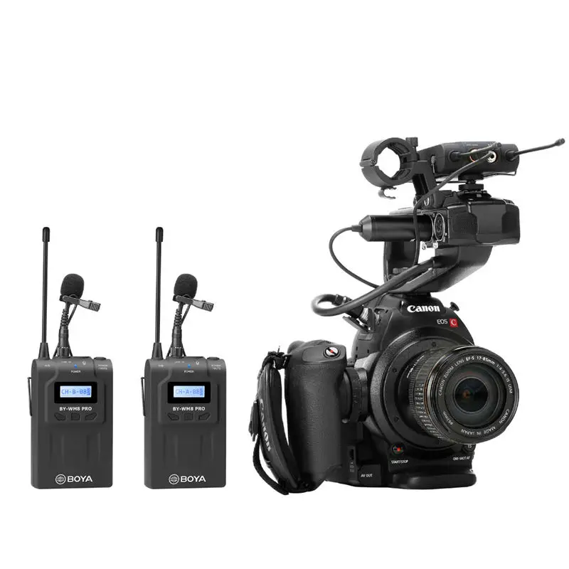 Boya By-Wm8 Pro-K2 Uhf Dual-Channel Lavalier Wireless Microphone System With Lcd Screen For Canon Nikon_ Dslr Camera Camcorder