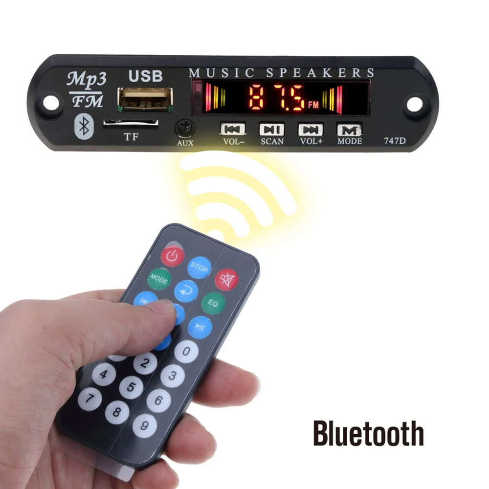 Новинка 5 в 12 В Bluetooth MP3 декодер плата плеер автомобильный комплект FM радио TF USB 3 мм