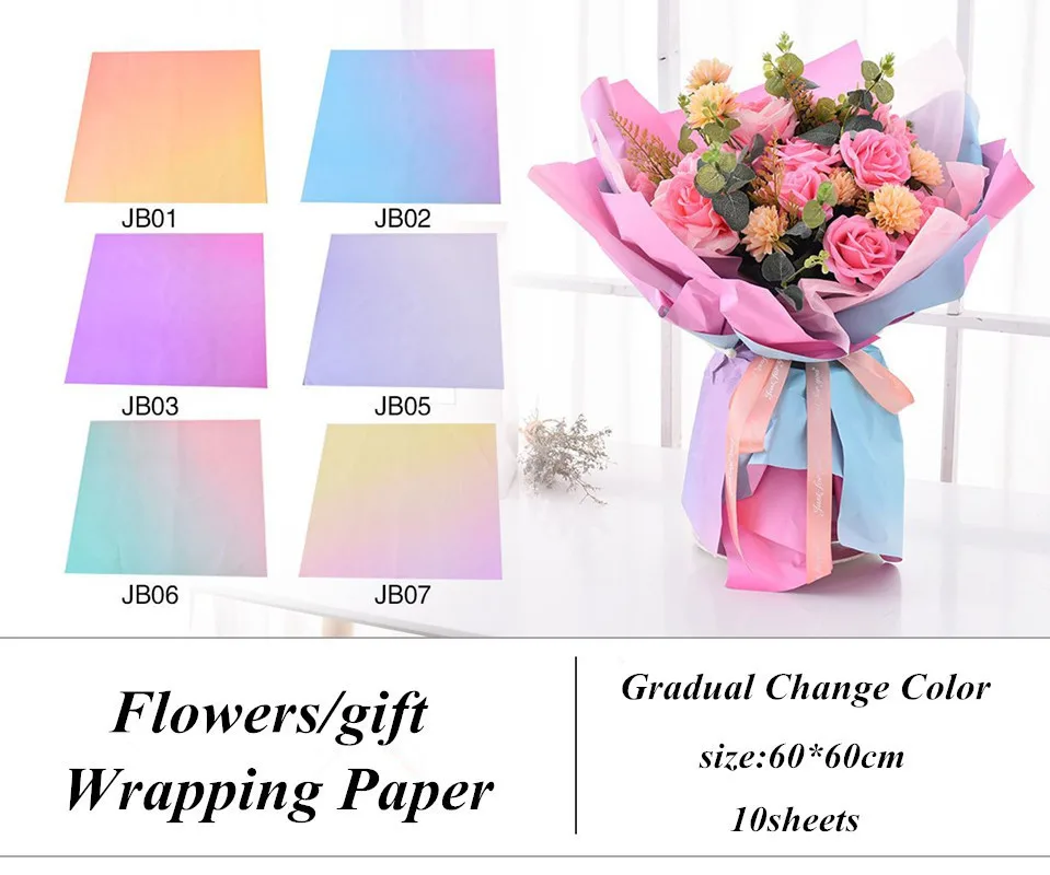 

MHM New Korean Flowers Wrapping Paper Gift Packaging Gradual Change Color Origami Craft Florist Wrapping Paper Flower Bouquet